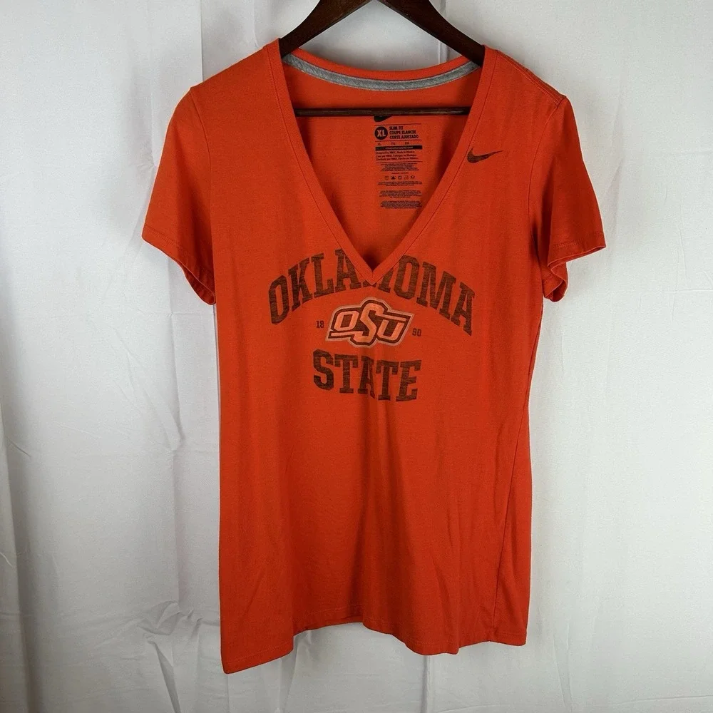 Oklahoma State Cowboys Nike Women's V Neck XL Slim Fit Short Sleeve Shirt